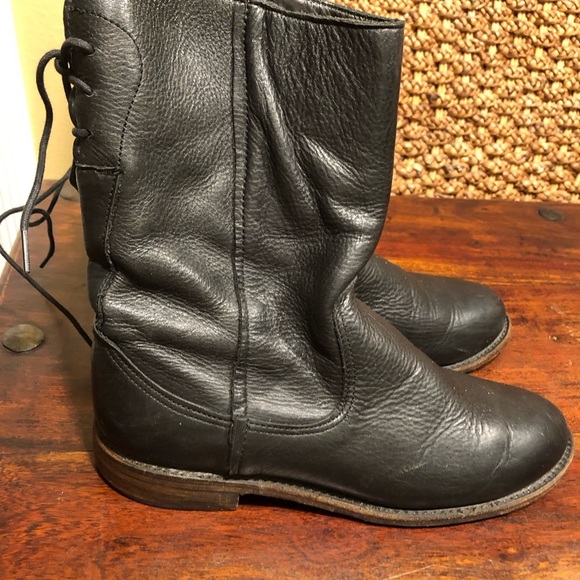 Walk Over Vintage Shoe Womens Boots Leather Pull Mid Calf Western Moto 8.5 - Picture 8 of 11